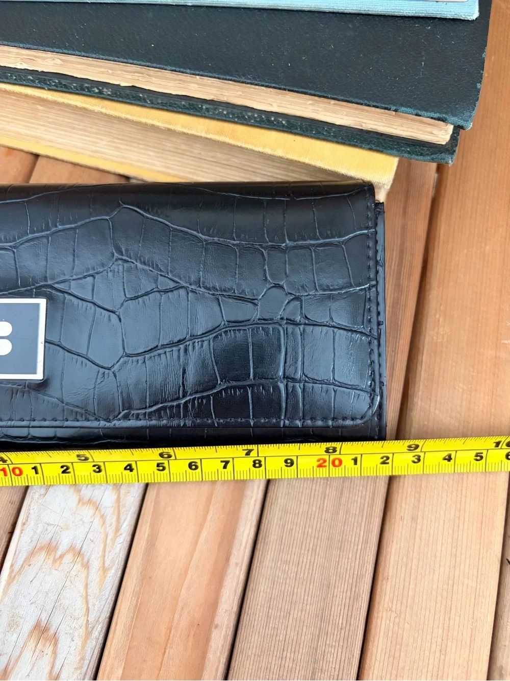 Buxton Black Croc Embossed Clutch Wallet Card Organizer, Vintage Style